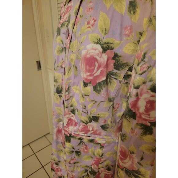 Jacklyn Smith Pastel Floral Print Coat Peacoat Jacket Purple Womens Size Large - Picture 7 of 7